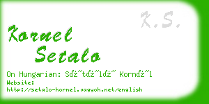 kornel setalo business card